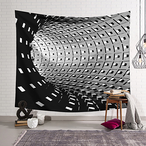 

Wall Tapestry Art Deco Blanket Curtain Hanging Home Bedroom Living Room Dormitory Decoration Polyester Fiber Still Life Modern Black and White Tunnel Geometric