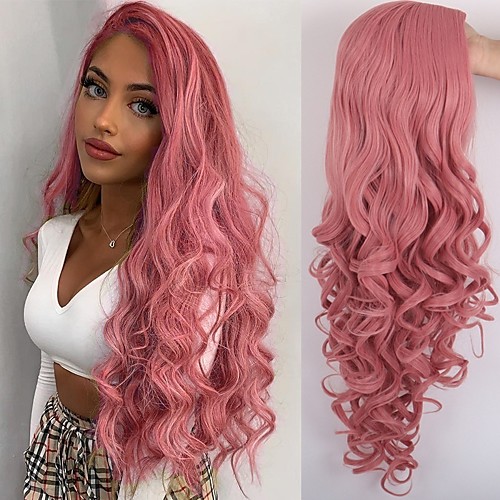 

Cosplay Costume Wig Deep Wave Neat Bang Glueless Lace Front Wig Long A10 A11 A12 A1 A2 Synthetic Hair Women's Classic Fashion Red Black