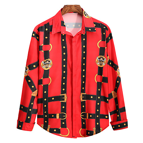

Men's Shirt Other Prints Graphic Long Sleeve Daily Tops Red