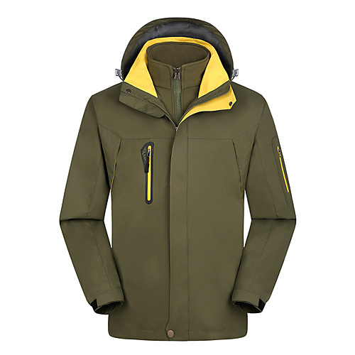 

Men's Hiking 3-in-1 Jackets Hiking Windbreaker Winter Outdoor Patchwork Waterproof Lightweight Windproof Breathable Winter Jacket Top Fishing Climbing Camping / Hiking / Caving Black Red Green Royal