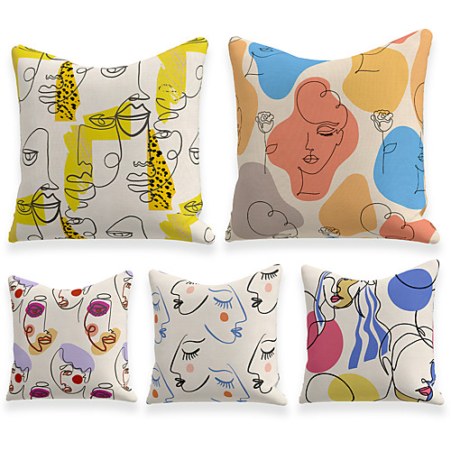 

Cushion Cover 5PCS Linen Soft Decorative Square Throw Pillow Cover Cushion Case Pillowcasefor Sofa Bedroom 45 x 45 cm (18 x 18 Inch) Superior Quality Mashine Washable