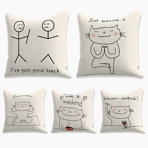 

Cushion Cover 5PCS Linen Soft Decorative Square Throw Pillow Cover Cushion Case Pillowcasefor Sofa Bedroom 45 x 45 cm (18 x 18 Inch) Superior Quality Mashine Washable