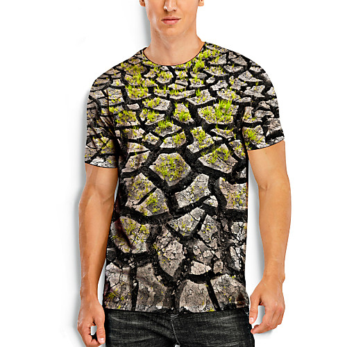 

Men's T shirt 3D Print Graphic Optical Illusion 3D Print Short Sleeve Daily Tops Black / Gray