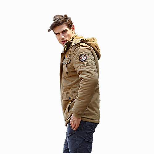 

Men's Camouflage Hunting Jacket Hiking Jacket Military Tactical Jacket Outdoor Solid Color Anti-Slip Lightweight Windproof Breathable Winter Jacket Top Cotton Single Slider Hunting Fishing Climbing