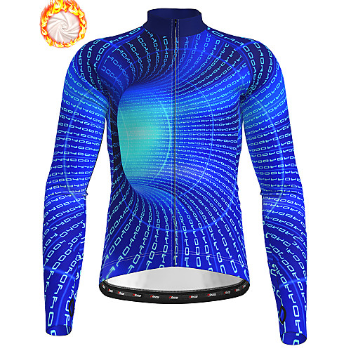 

21Grams Men's Long Sleeve Cycling Jersey Winter Fleece Blue Bike Jersey Top Mountain Bike MTB Road Bike Cycling Fleece Lining Breathable Warm Sports Clothing Apparel / Stretchy / Athleisure