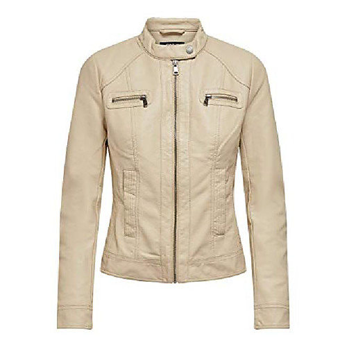 

ladies leather faux leather jacket bandit pu biker noos, size 40 (manufacturer size: 40), beige (oxford tan)