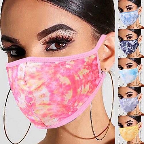 

5 pcs Tie-dye Breathable Masks Washable Masks Unisex Daily Life Masks