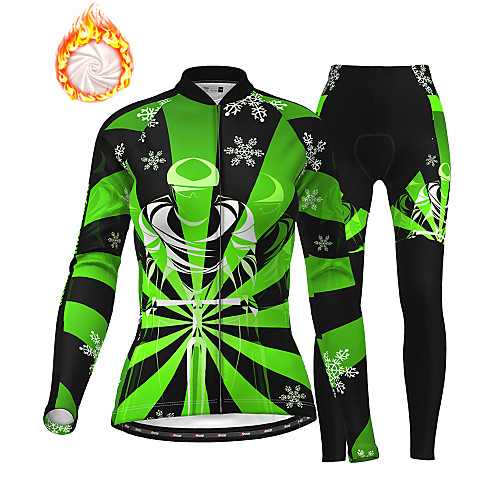 

21Grams Women's Long Sleeve Cycling Jersey with Tights Winter Fleece Purple Red Green Christmas Santa Claus Bike Thermal Warm Fleece Lining Breathable Warm Quick Dry Sports Graphic Mountain Bike MTB