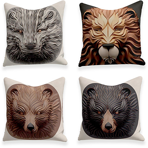 

Cushion Cover 4PC Linen Soft Decorative Square Throw Pillow Cover Cushion Case Pillowcase for Sofa Bedroom 45 x 45 cm (18 x 18 Inch) Superior Quality Machine Washable