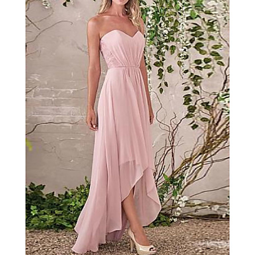 

A-Line Sweetheart Neckline Asymmetrical Chiffon Bridesmaid Dress with Tier / Ruching