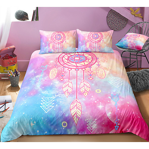 

Pink Tie-dyed Dreamcatcher 3-Piece Duvet Cover Set Hotel Bedding Sets Comforter Cover with Soft Lightweight Microfiber For Room Decoration(Include 1 Duvet Cover and 1or 2 Pillowcases)