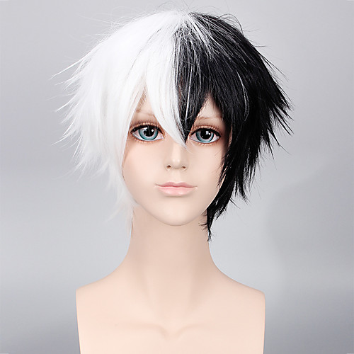 

Cosplay Costume Wig Synthetic Wig Loose Curl With Bangs Wig Short Black / White Synthetic Hair Women's Anime Cosplay Black White