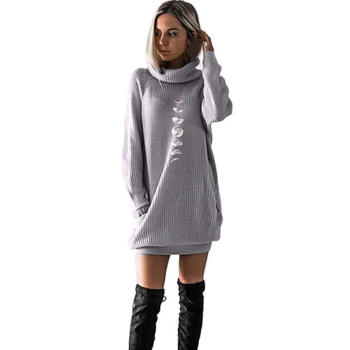 

Women's T shirt Dress Graphic Prints Long Sleeve Cowl Neck Tops Basic Top Black Wine Camel