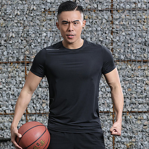 

Men's Hiking Tee shirt Short Sleeve Crew Neck Tee Tshirt Outdoor Breathable Quick Dry Soft High Elasticity Summer Elastane Polyester Patchwork Black female Black male Light gray girl Fishing Climbing