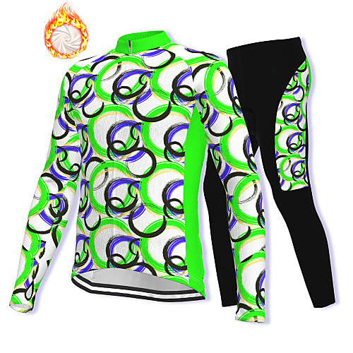 

21Grams Men's Long Sleeve Cycling Jacket with Pants Winter Fleece Spandex Green Bike Fleece Lining Warm Sports Graphic Mountain Bike MTB Road Bike Cycling Clothing Apparel / Stretchy / Athleisure