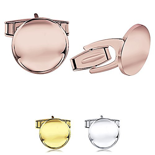 

sterling silver .925 round cufflinks with secure solid hinges engravable 14mm diameter available in silver yellow gold plated silver & rose gold plated silver made in italy