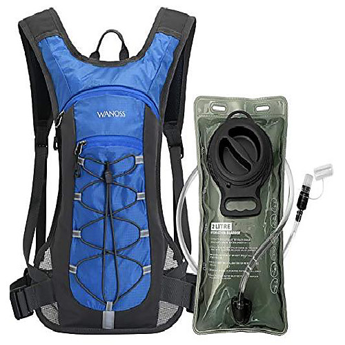 

hydration backpack with 2l leak-proof water bladder, water backpack for short day hikes, day trips and cycling (blue)