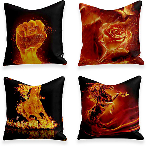 

Cushion Cover 4PC Linen Soft Decorative Square Throw Pillow Cover Cushion Case Pillowcase for Sofa Bedroom 45 x 45 cm (18 x 18 Inch) Superior Quality Machine Washable