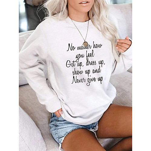 

Women's Pullover Sweatshirt Graphic Text Letter Daily Basic Casual Hoodies Sweatshirts White