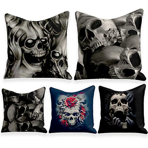 

Cushion Cover 5PC Linen Soft Decorative Square Throw Pillow Cover Cushion Case Pillowcase for Sofa Bedroom 45 x 45 cm (18 x 18 Inch) Superior Quality Machine Washable