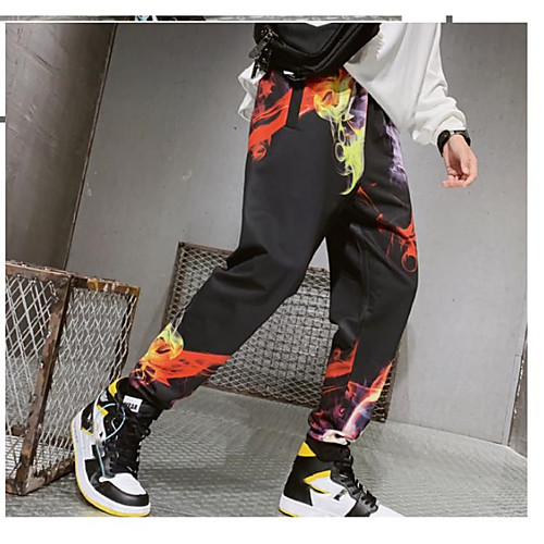 

Men's Casual Chinos Pants Floral Full Length Black