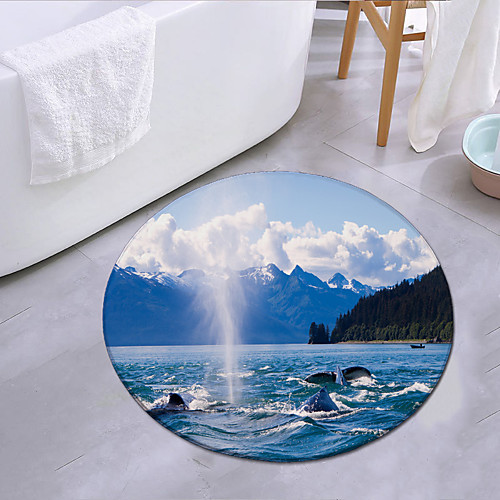 

Playful Dolphins Round Mat Carpet Door Mat Bedroom Living Room Carpet Study Room Carpet Kitchen Bathroom Anti-slip Mat