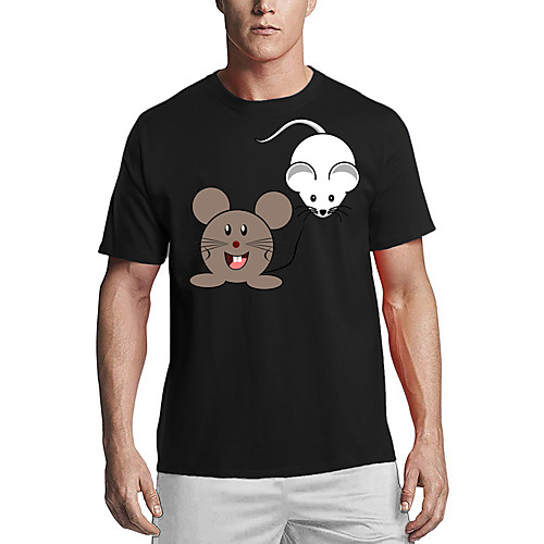 

Men's T shirt Other Prints Graphic Animal Print Short Sleeve Daily Tops Cotton Basic White Black Red