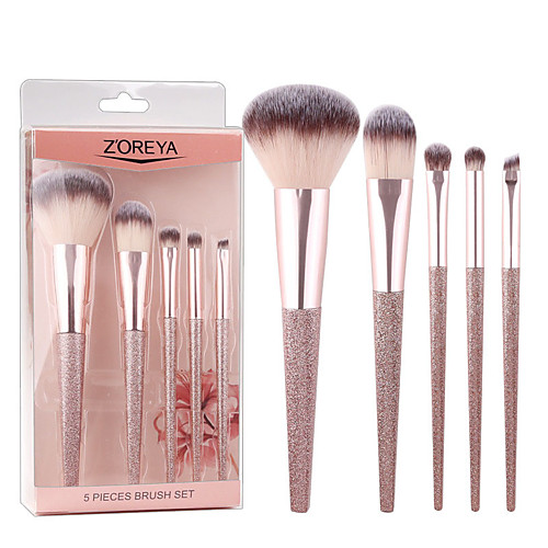 

Professional Makeup Brushes 5 PCS Soft Full Coverage Artificial Fibre Brush Plastic for Makeup Brush