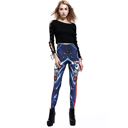 

Women's Basic Casual Comfort Daily Gym Leggings Pants Graphic Ankle-Length Blue