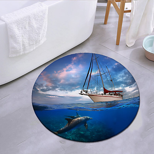 

Ship In The Ocean Round Mat Carpet Door Mat Bedroom Living Room Carpet Study Room Carpet Kitchen Bathroom Anti-slip Mat