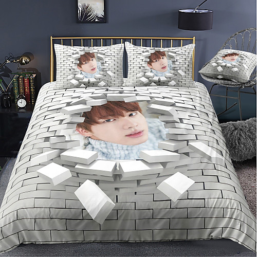 

BTS Series 3-Piece Duvet Cover Set Hotel Bedding Sets Comforter Cover with Soft Lightweight Microfiber For Holiday Decoration(Include 1 Duvet Cover and 1or 2 Pillowcases)