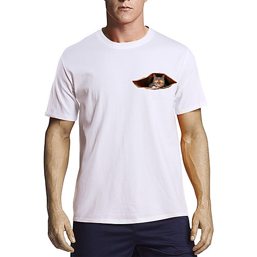 

Men's T shirt Other Prints Graphic Animal Print Short Sleeve Daily Tops Cotton Basic White Black Red