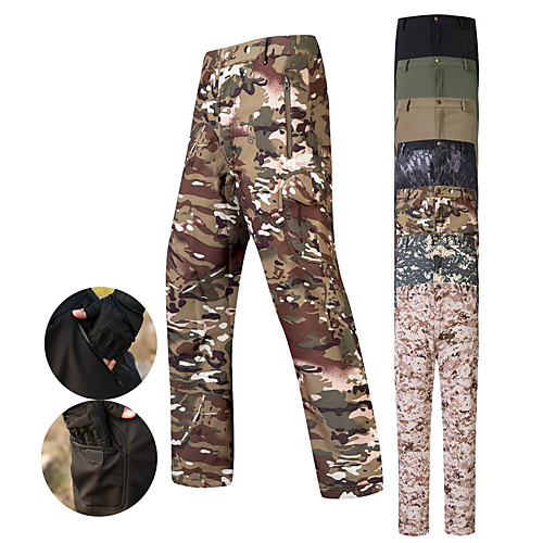 

Men's Hiking Pants Trousers Softshell Pants Hunting Pants Camo Winter Outdoor Thermal Warm Waterproof Windproof Fleece Lining Pants / Trousers Bottoms Green / Black Jungle camouflage Black Army Green