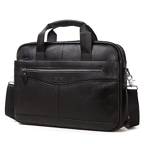 

Men's Bags Nappa Leather Cowhide Briefcase Zipper Daily 2021 Handbags Black