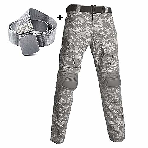 

Men's Tactical Airsoft Pants Shirt with Knee Elbow Pads ACU Military Combat BDU Long Sleeve US Soldier Trousers (Pants, 40W/32L)