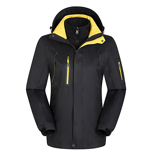 

Women's Hiking 3-in-1 Jackets Hiking Windbreaker Winter Outdoor Patchwork Waterproof Lightweight Windproof Breathable Winter Jacket Top Fishing Climbing Camping / Hiking / Caving Black Purple Red