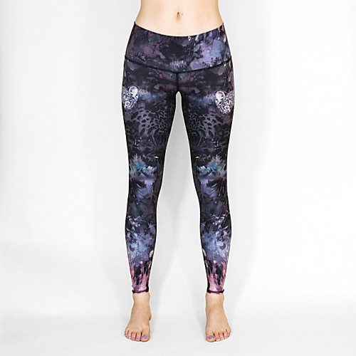 

Women's Basic Yoga Comfort Daily Gym Leggings Pants Leopard Calf-Length Patchwork Print Dark Gray