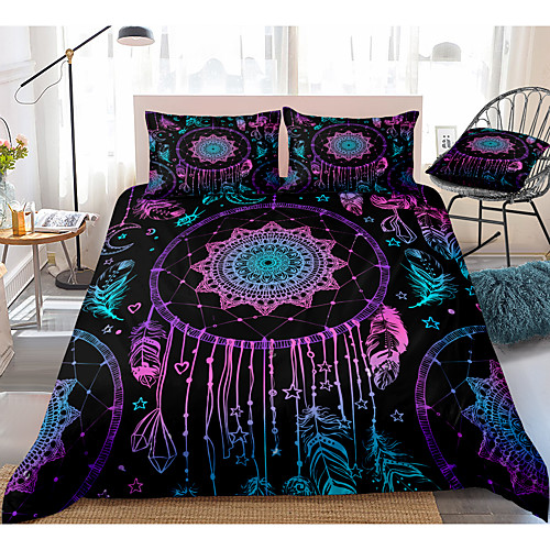 

Dreamcatcher Print 3-Piece Duvet Cover Set Hotel Bedding Sets Comforter Cover with Soft Lightweight Microfiber, Include 1 Duvet Cover, 2 Pillowcases for Double/Queen/King(1 Pillowcase for Twin/Single)