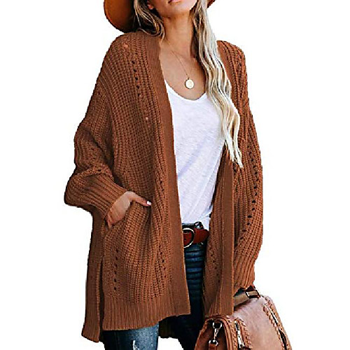 

ladies cardigan long cardigan casual long-sleeved waterfall jacket knitted sweatshirt oversize pullover oversized long-sleeved knitted coat, yellow, xxl