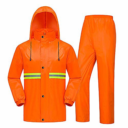 

soft breathable reflective raincoat- mens hi-vis high visibility safety jacket reflective stripes raincoat suit (size : xxxxl)