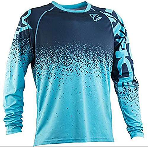 

21Grams Men's Long Sleeve Downhill Jersey Spandex Blue Bike Jersey Top Mountain Bike MTB Road Bike Cycling UV Resistant Quick Dry Sports Clothing Apparel / Athletic