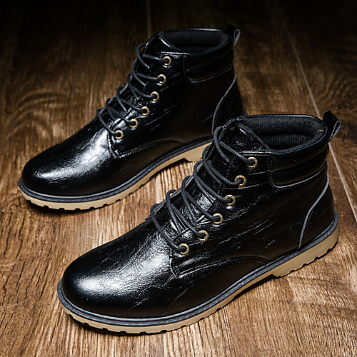 

Men's Boots Casual Daily Walking Shoes PU Breathable Non-slipping Wear Proof Black Brown Fall