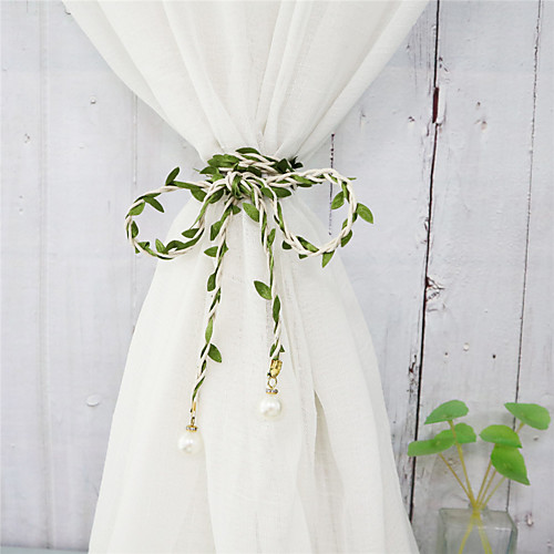 

1 Piece Pastoral Style Woven Rope Leaf Curtain Strap Decorative Draperies Holdback