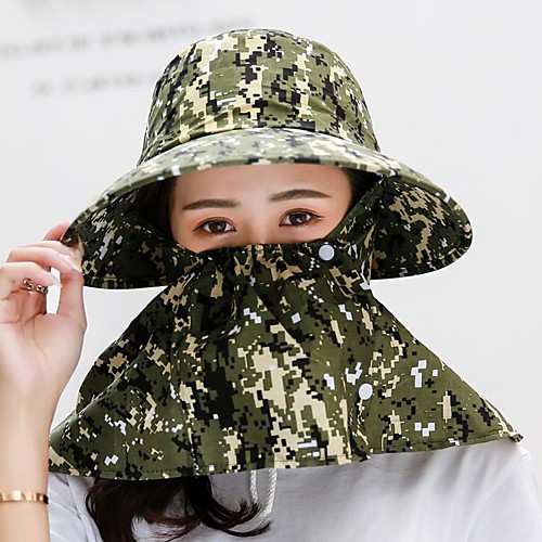 

Women's Hiking Hat Outdoor Windproof Anti-Mosquito Dust Proof Comfortable Headsweat Printing Polyester / Cotton Blend Purple Yellow Camouflage for Beach Traveling