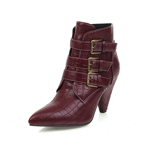 

Women's Boots Chunky Heel Pointed Toe Casual Daily Walking Shoes PU Black Red Gold / Booties / Ankle Boots