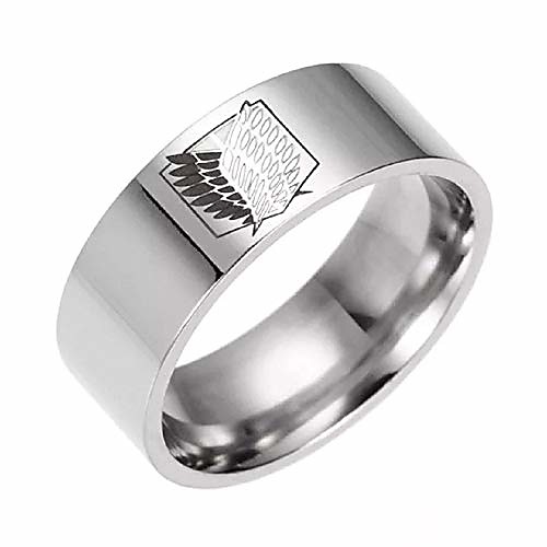 

usa attack on titan giant legion flag titanium steel ring for men boy couple engagement promise ring band (silver, 10)