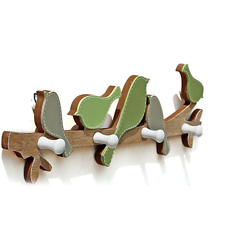 

European Rural Clothes Hook Wooden Door Towel Solid Wood Bird Hook