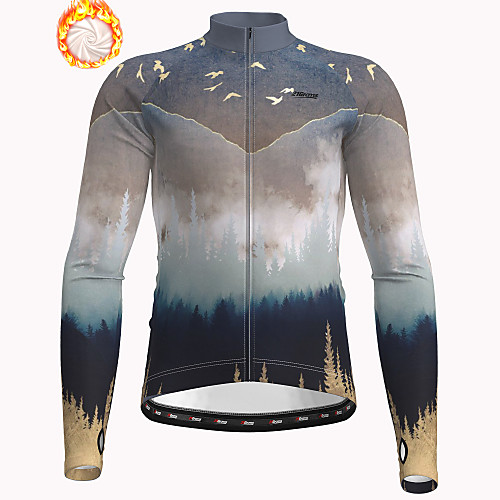 

21Grams Men's Long Sleeve Cycling Jacket Winter Fleece Khaki Bike Jacket Top Mountain Bike MTB Road Bike Cycling Thermal Warm Fleece Lining Breathable Sports Clothing Apparel / Stretchy / Athleisure