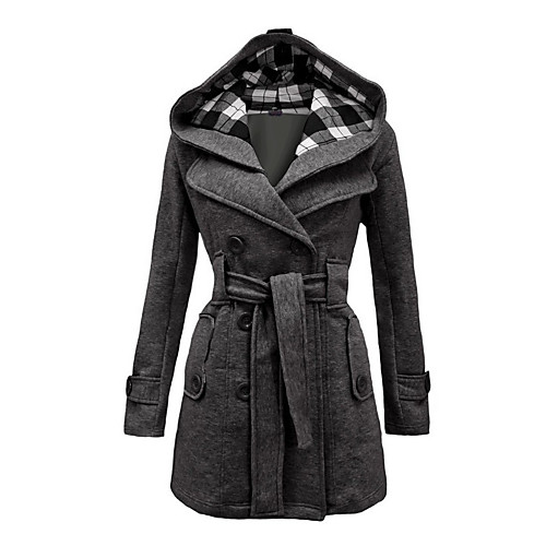 

Women's Coat Daily Winter Long Coat Regular Fit Vintage Jacket Long Sleeve Plaid Lace Red Blue Plus Size