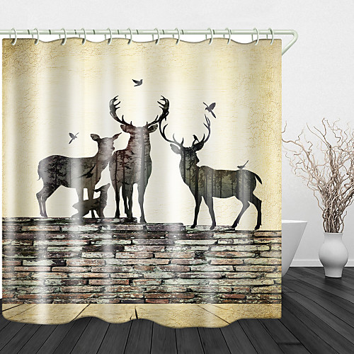 

Abandoned Brick wall Print Waterproof Fabric Shower Curtain for Bathroom Home Decor Covered Bathtub Curtains Liner Includes with Hooks